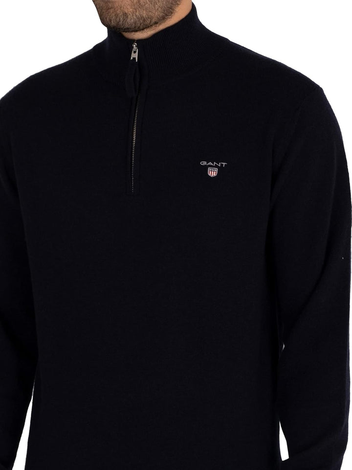 GANT Herren Superfine Lambswool Half Zip Strickjacke M Marine, M Marine