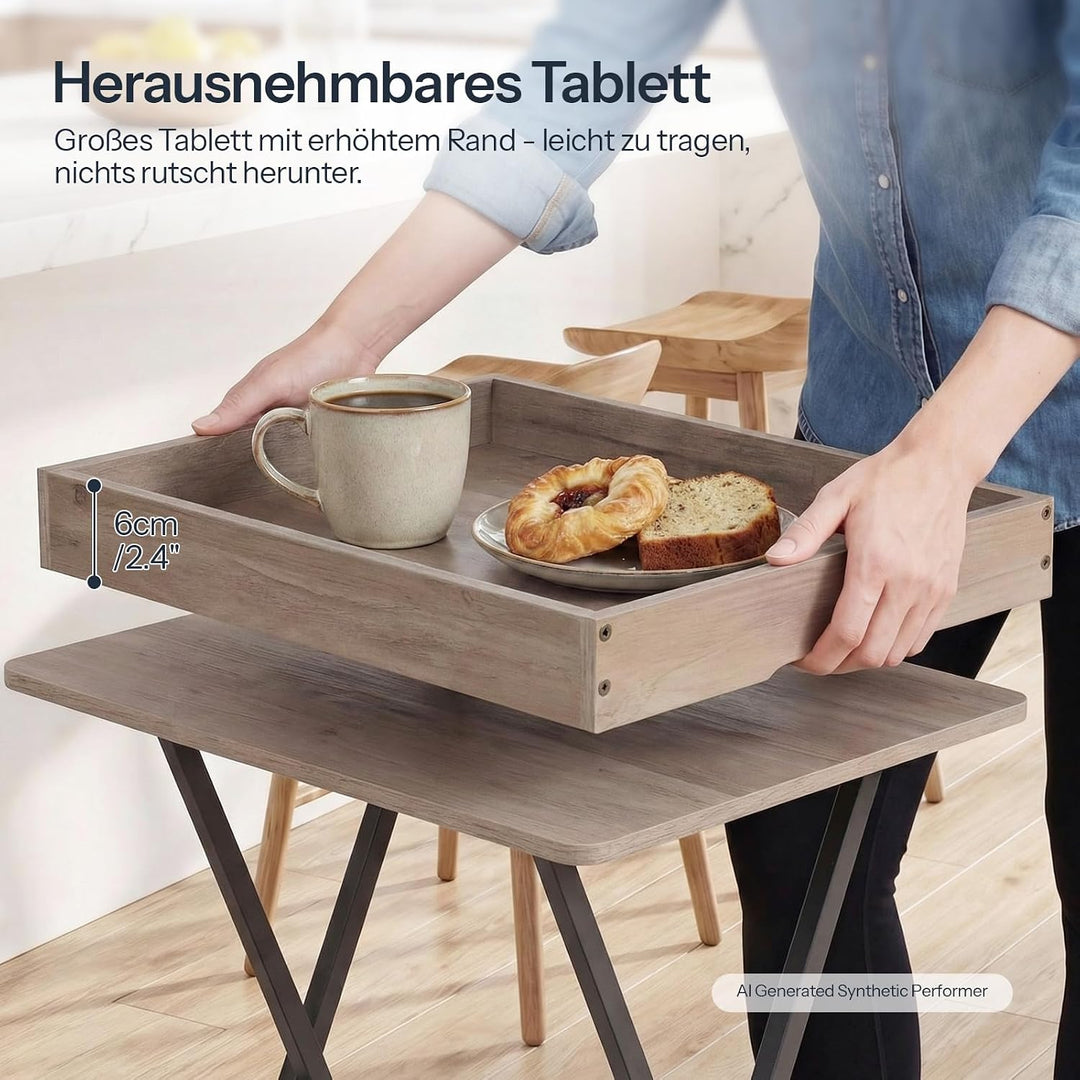 HOOBRO Beistelltisch, Klappbarer Nachttisch, Couchtisch, Faltbarer TV-Tablett zum Essen, Snack-Abend