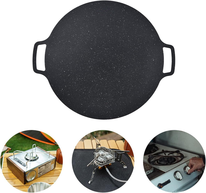 TOPINCN BBQ-Grillpfanne, Koreanische BBQ-Grillpfanne, Eisen-Antihaftbeschichtung, Runde Grillplatte,