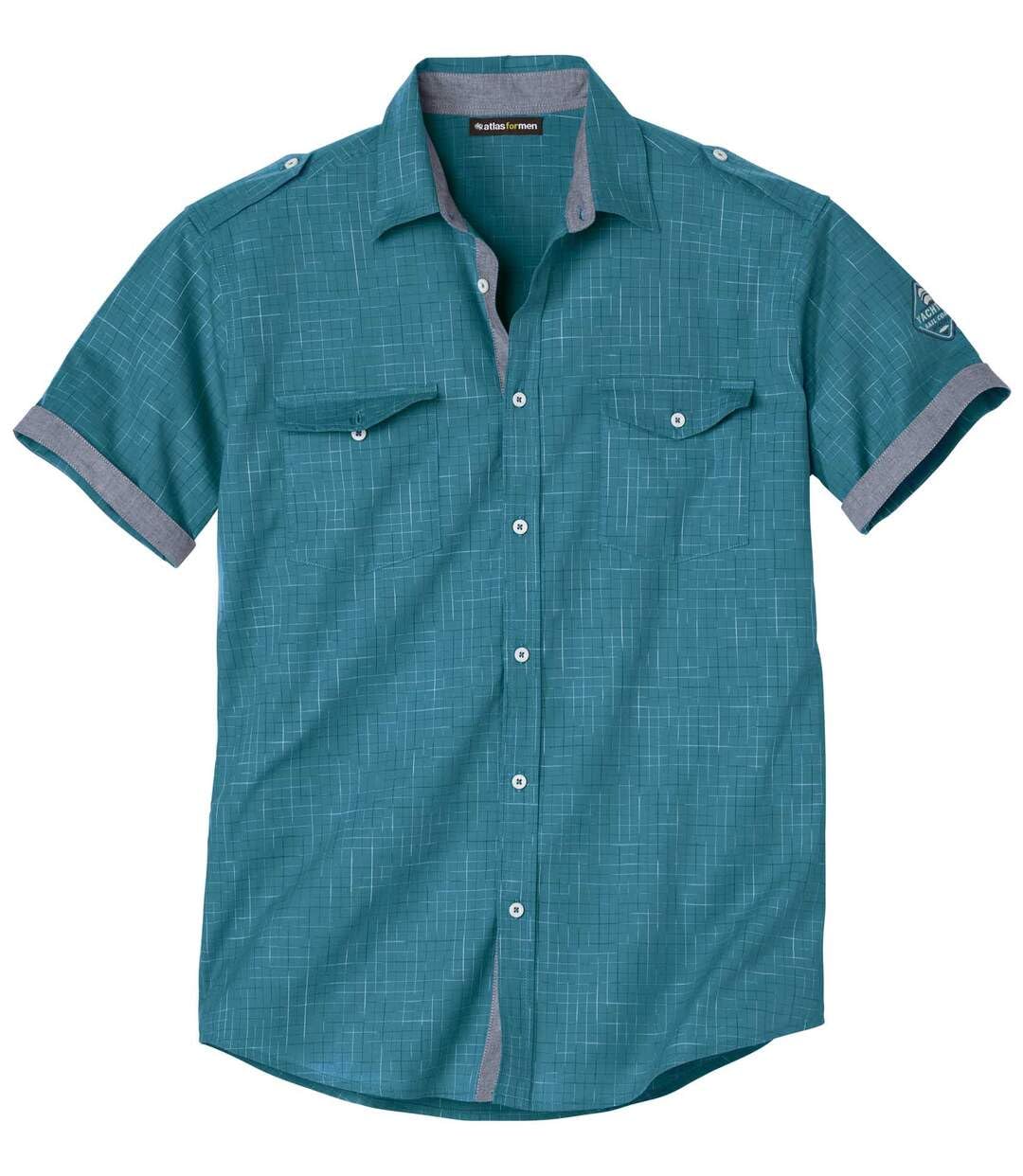 ATLAS FOR MEN - Herrenhemd - Kurze Ärmel - Verfügbar in grossen Grössen von M bis 5XL L Smaragdgrün,