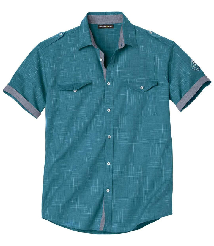 ATLAS FOR MEN - Herrenhemd - Kurze Ärmel - Verfügbar in grossen Grössen von M bis 5XL L Smaragdgrün,