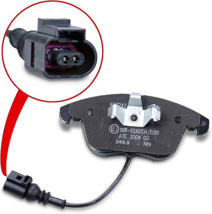 ATE Bremsenset Vorderachse inkl. Bremsscheiben vorne Ø 312 mm belüftet und Bremsbeläge vorne + Warnk