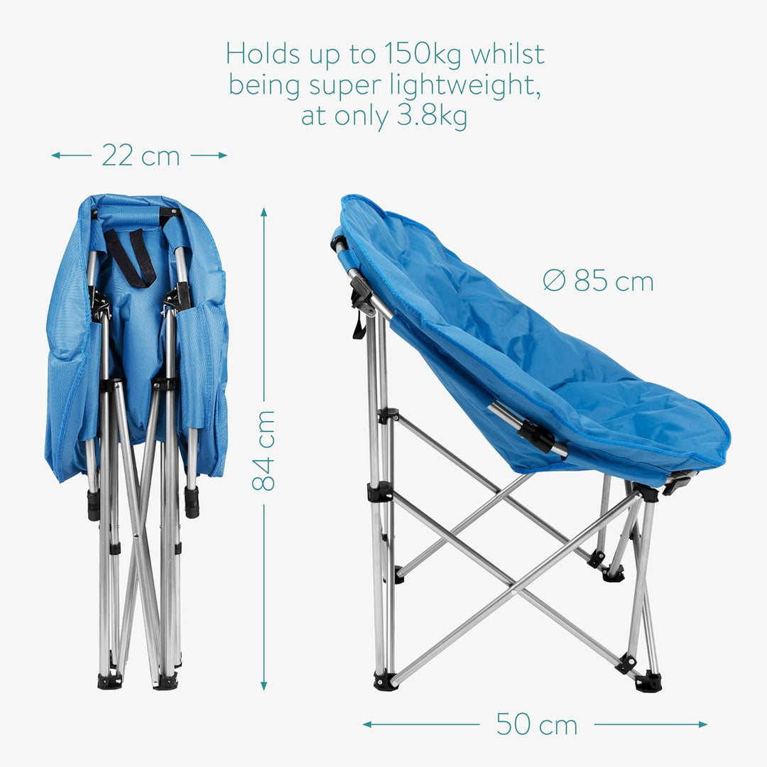 Navaris Moon Chair Faltsessel rund - XXL Camping Stuhl Outdoor Klappstuhl - Campingstuhl mit Tasche