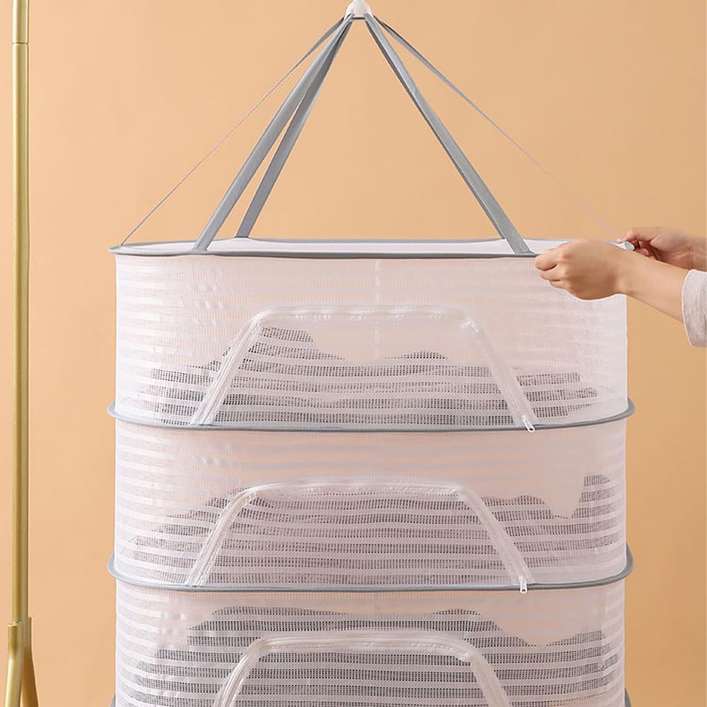 Trockennetz Kräuter, 4-lagiges Kräutertrockner Hängend mit S-förmige Haken, 88×60×40 cm Kräuter Troc