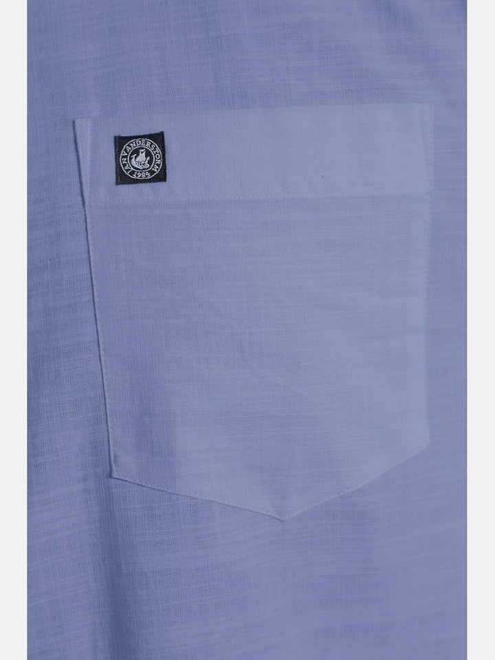 Jan Vanderstorm Herren Stehkragenhemd Kallu 5XL Grosse Grössen Blau, 5XL Grosse Grössen Blau