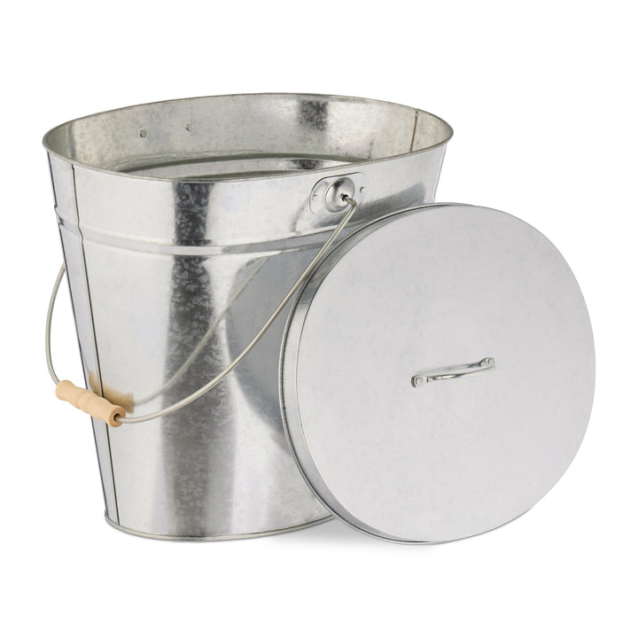 Relaxdays Ascheeimer mit Deckel, 22 l, Aschetonne mit Henkel, für Kohle & Asche, Kamin, Ofen, verzin