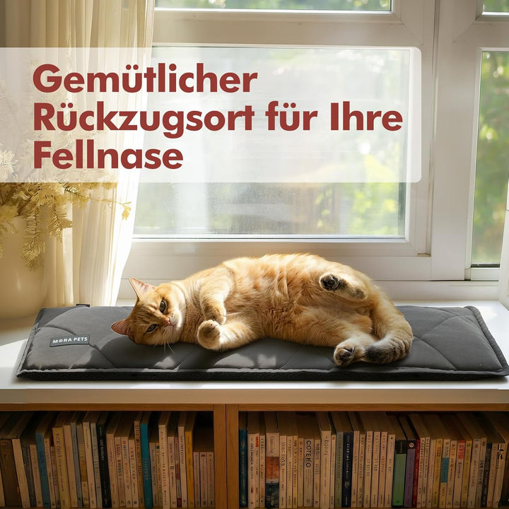 Mora Pets Katzen Fensterliege Fensterbank rutschfest, Selbstheizende Katzendecke für Fenster, Wärmed