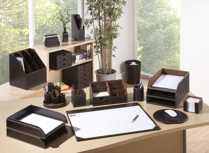 Osco Faux Leather 2 Tier Sorter with Letter Tray - Brown Single, Single