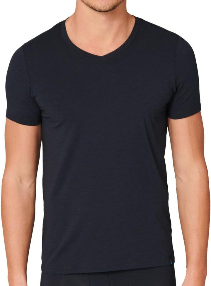 Schiesser Herren Unterhemd V-Ausschnitt atmungsaktiv und weich - Long Life Soft XXL Blauschwarz_1490