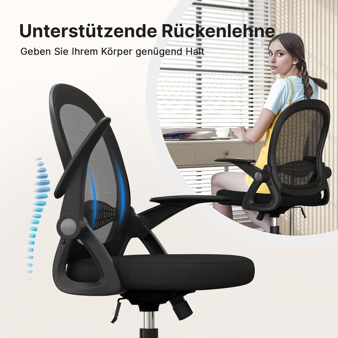 naspaluro Bürostuhl, Ergonomischer Schreibtischstuhl mit Atmungsaktiv Netzbespannung, Hochklappbare