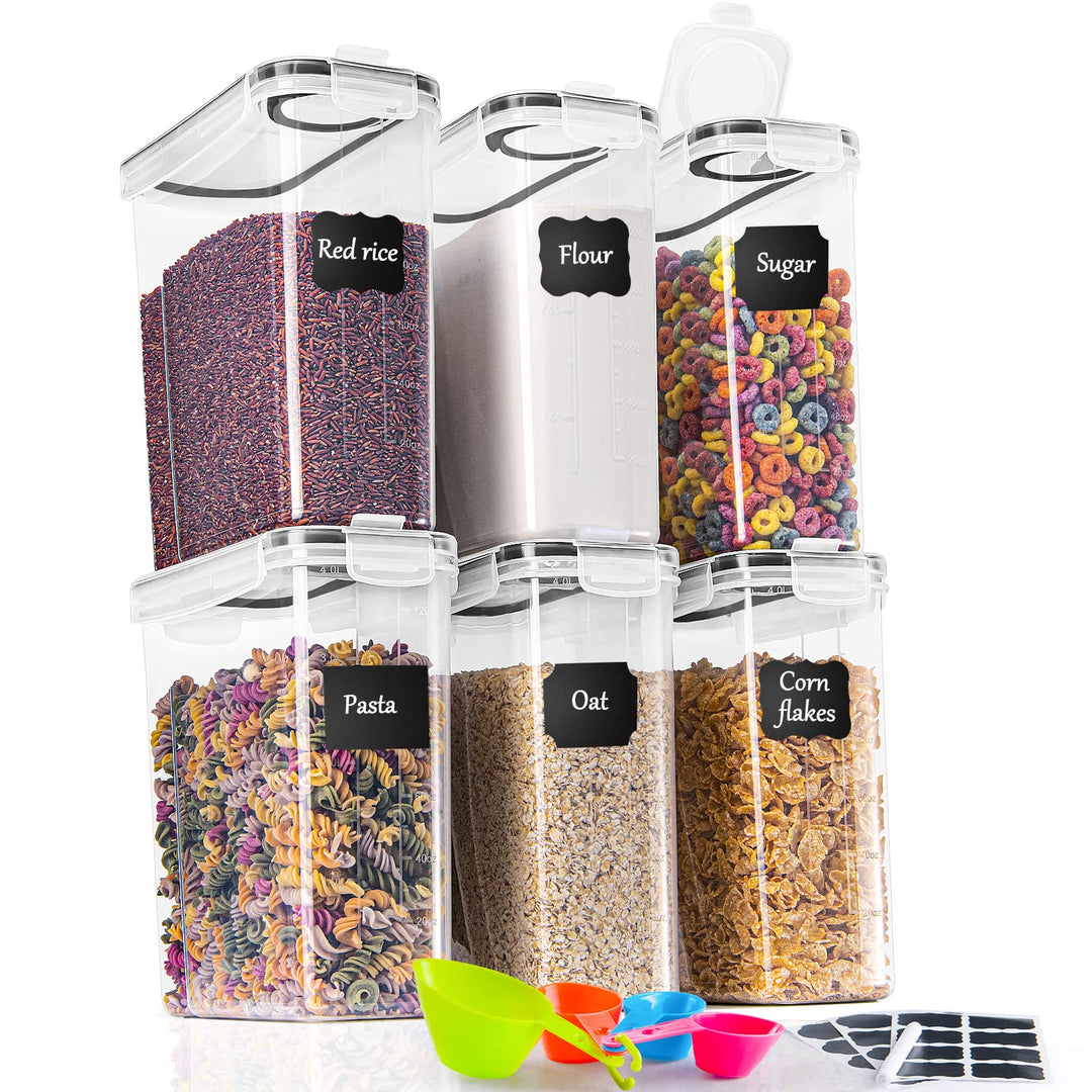 GoMaihe Vorratsdosen Set, 2.5L*6 Stück Aufbewahrungsbox Küche Organizer, Luftdicht Frischhaltedose P