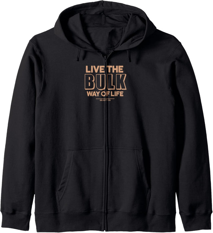 Live the Bulk Way Beige Schrift Lustige Fitness Gym Sprüche Kapuzenjacke