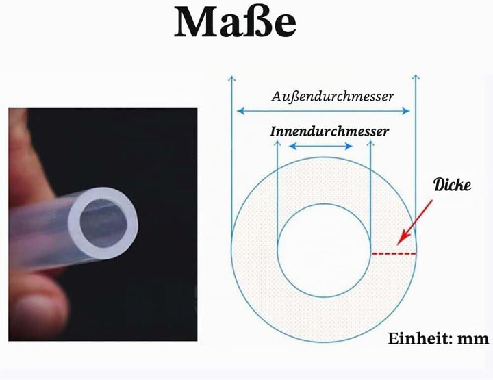 Stubotar Flexibler Silikonschlauch 16mm ID x OD 20mm Wandstärke 2mm Transparente Wasserleitung 2 Met