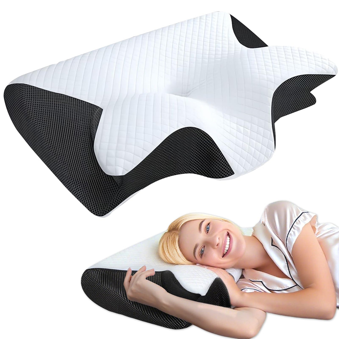Orthopädisches Nackenkissen aus Memory Foam, Ergonomisches Kopfkissen Nackenschmerzen, Memory Foam P