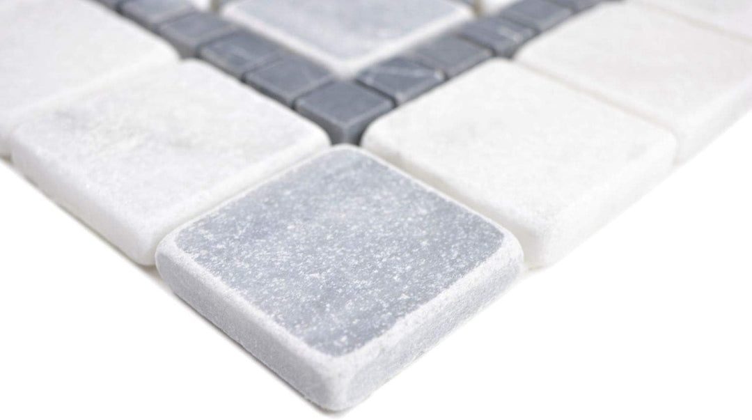 Naturstein Mosaik Einleger Fliese Travertin anthrazit schwarz weiss für WANDDEKO BAD WC KÜCHENDEKO
