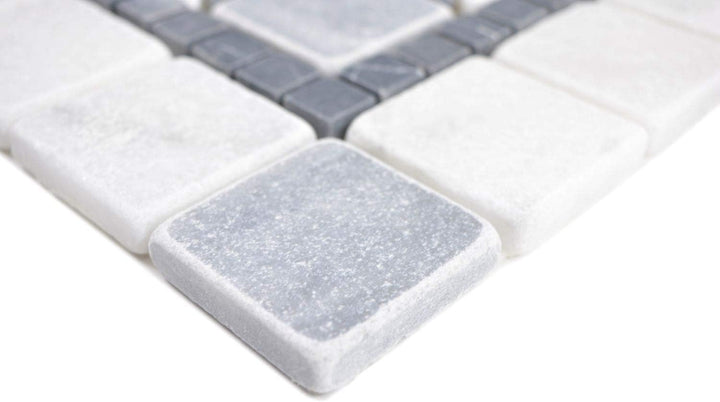 Naturstein Mosaik Einleger Fliese Travertin anthrazit schwarz weiss für WANDDEKO BAD WC KÜCHENDEKO