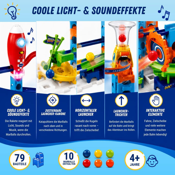 VTech Marble Rush - Rocket Set M100 E – Interaktive Murmelbahn mit spannenden Bahnelementen, verschi