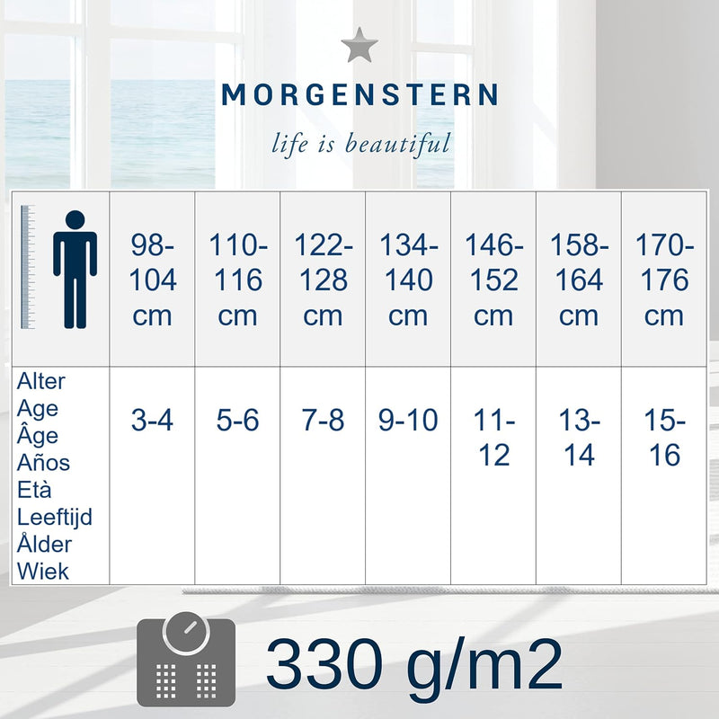 Morgenstern Bademantel Kinder & Teenager I Kapuze I 100% Baumwolle I Frottee Velours I Lang 158-164