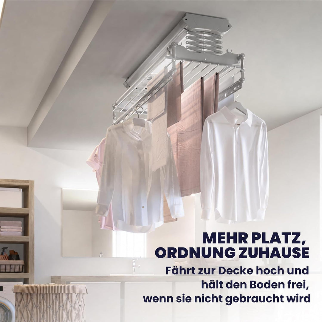 Foxydry Air, Elektrischer Wäscheständer für Wand und Decke mit Ventilator und Fernbedienung, aus Alu