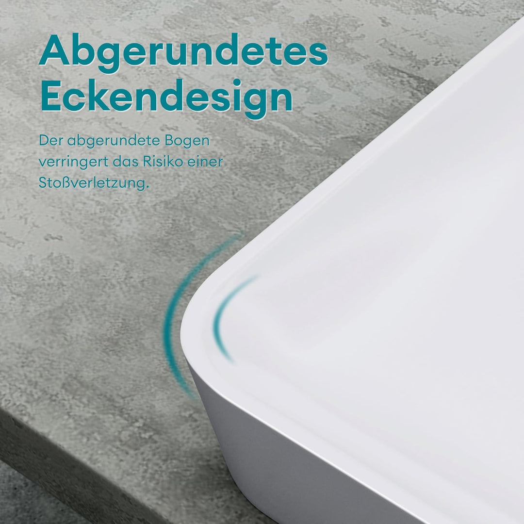 Mai & Mai Waschbecken Aufsatzwaschbecken aus Mineralguss Waschschale Waschtisch Weiss inkl. Standard