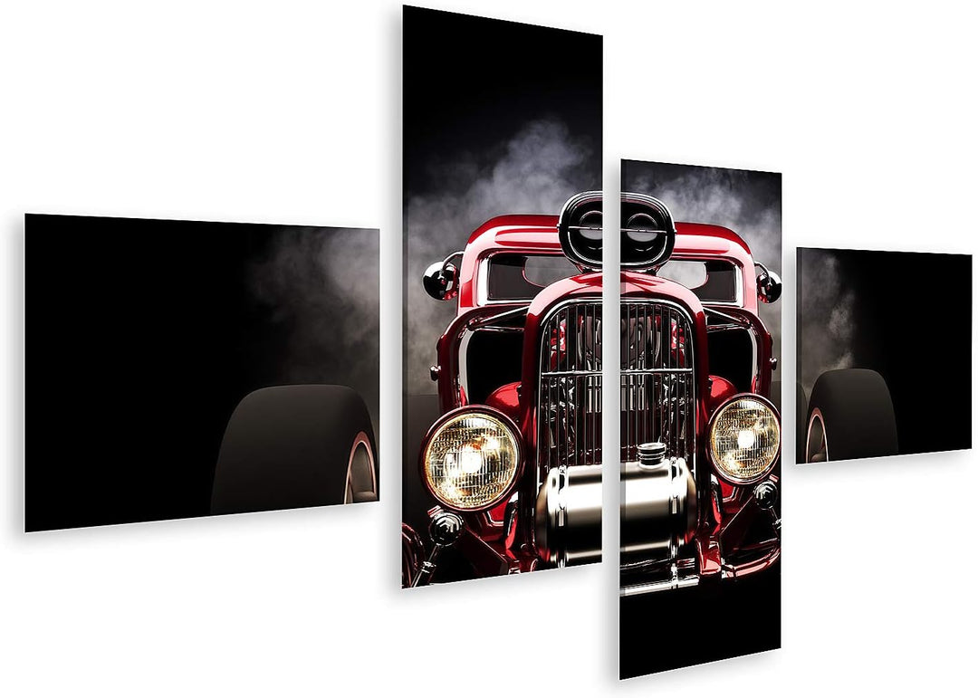 islandburner Bild auf Leinwand Hotrod Mit Rauch Hintergrund 3D Modell Bilder Wandbilder Poster Leinw