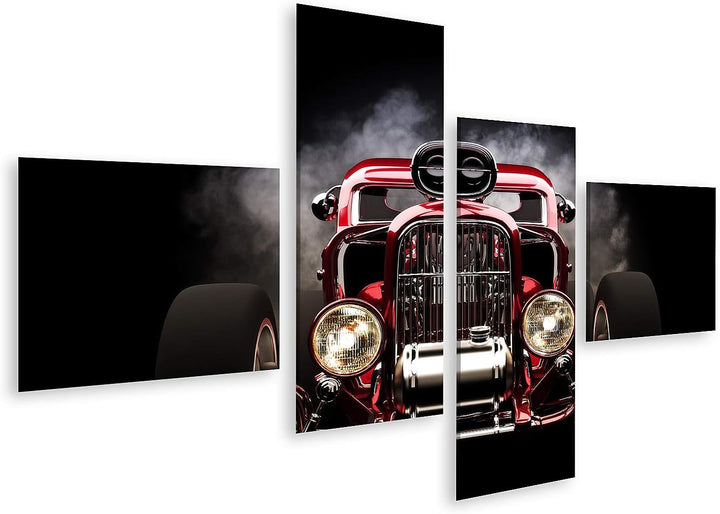 islandburner Bild auf Leinwand Hotrod Mit Rauch Hintergrund 3D Modell Bilder Wandbilder Poster Leinw