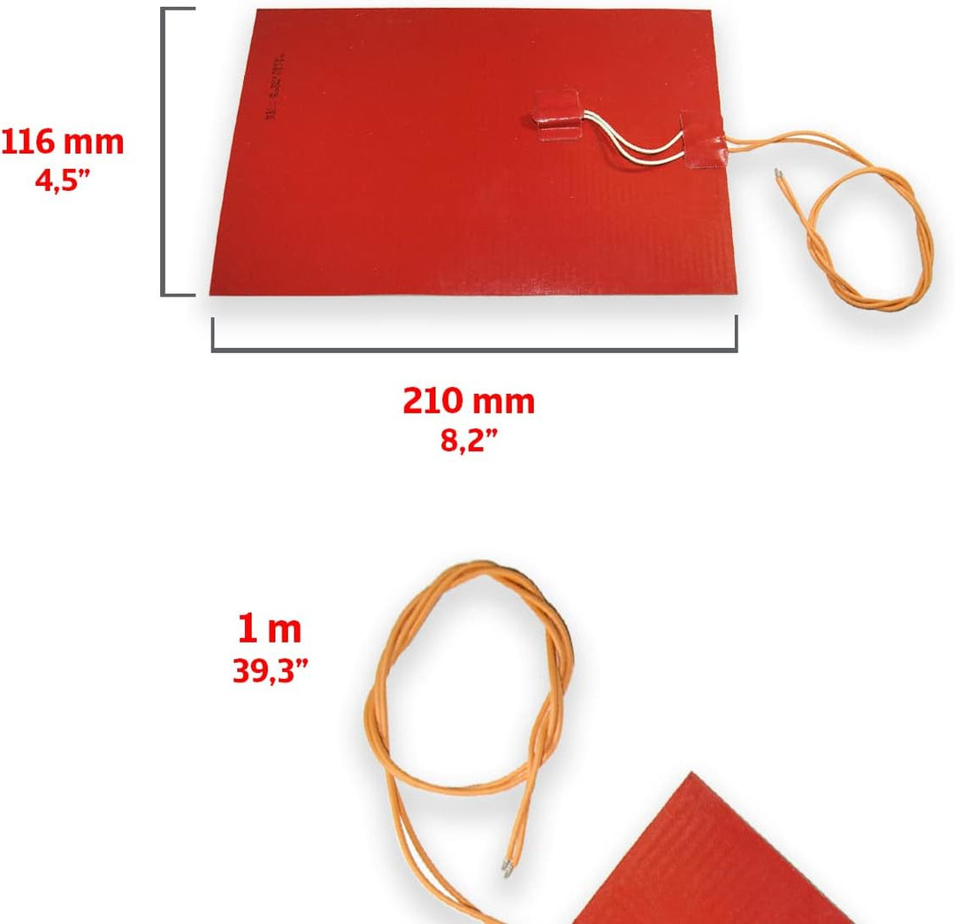 GOLDMAN SERVICE Ultraflacher, flexibler Silikon-Heizwiderstand mit Temperaturbegrenzer. 200 WATT, 22