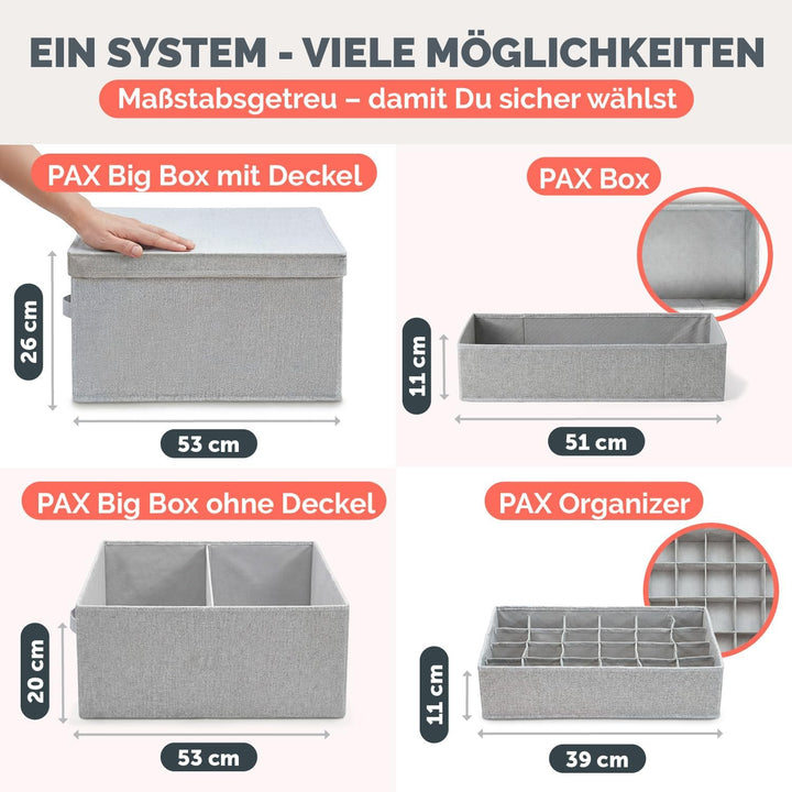Blumtal Organizer Ordnungssystem 2er Set gross mit Deckel Kompatibel mit IKEA PAX Breite Kommode - S