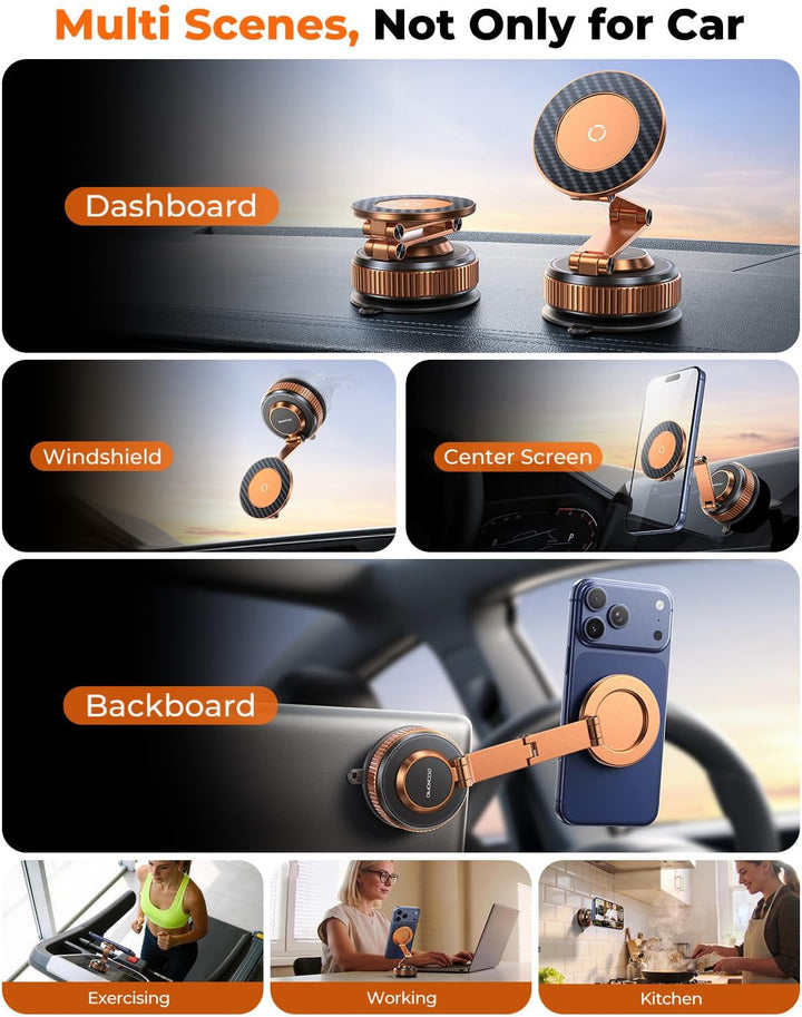 360°Drehbare Vakuum Handyhalterung Auto Magnetische, Nano-Gel Handyhalterung für Magsafe ,Metall KFZ