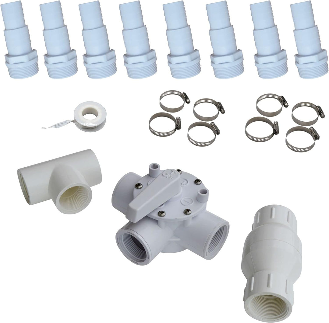 SPIRATO Pool Solarweiche Set 3-Wege-Ventil + T-Stück + Rückschlagklappe Bypass für Solarheizung mit