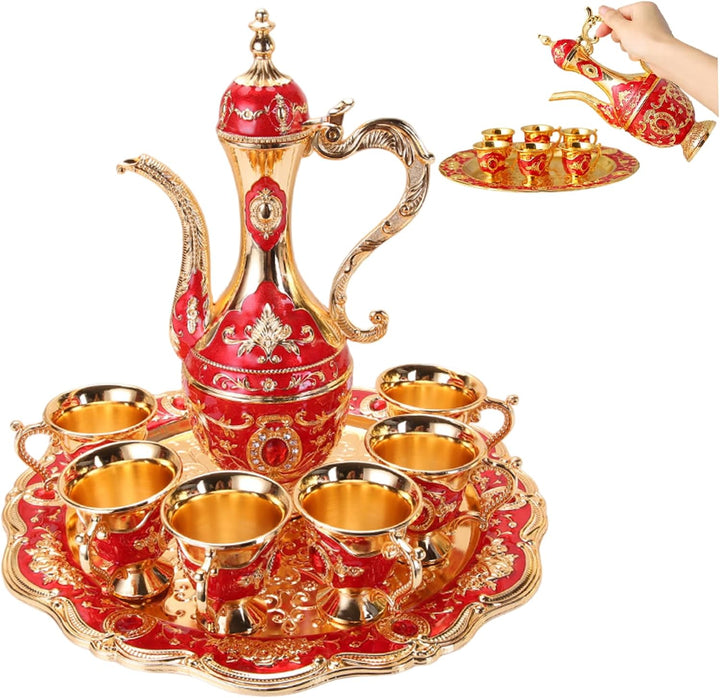 Marokkanisches Teeservice, 6-teilig, türkisches Kaffeetassen-Set mit Kanne, Vintage-Küchenzubehör fü