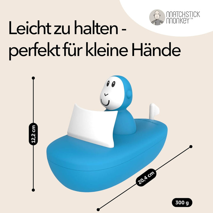 Matchstick Monkey Badewannen Boot-Set – Baby Badespielzeug, schwimmendes Boot & Wackelspielzeug, lei