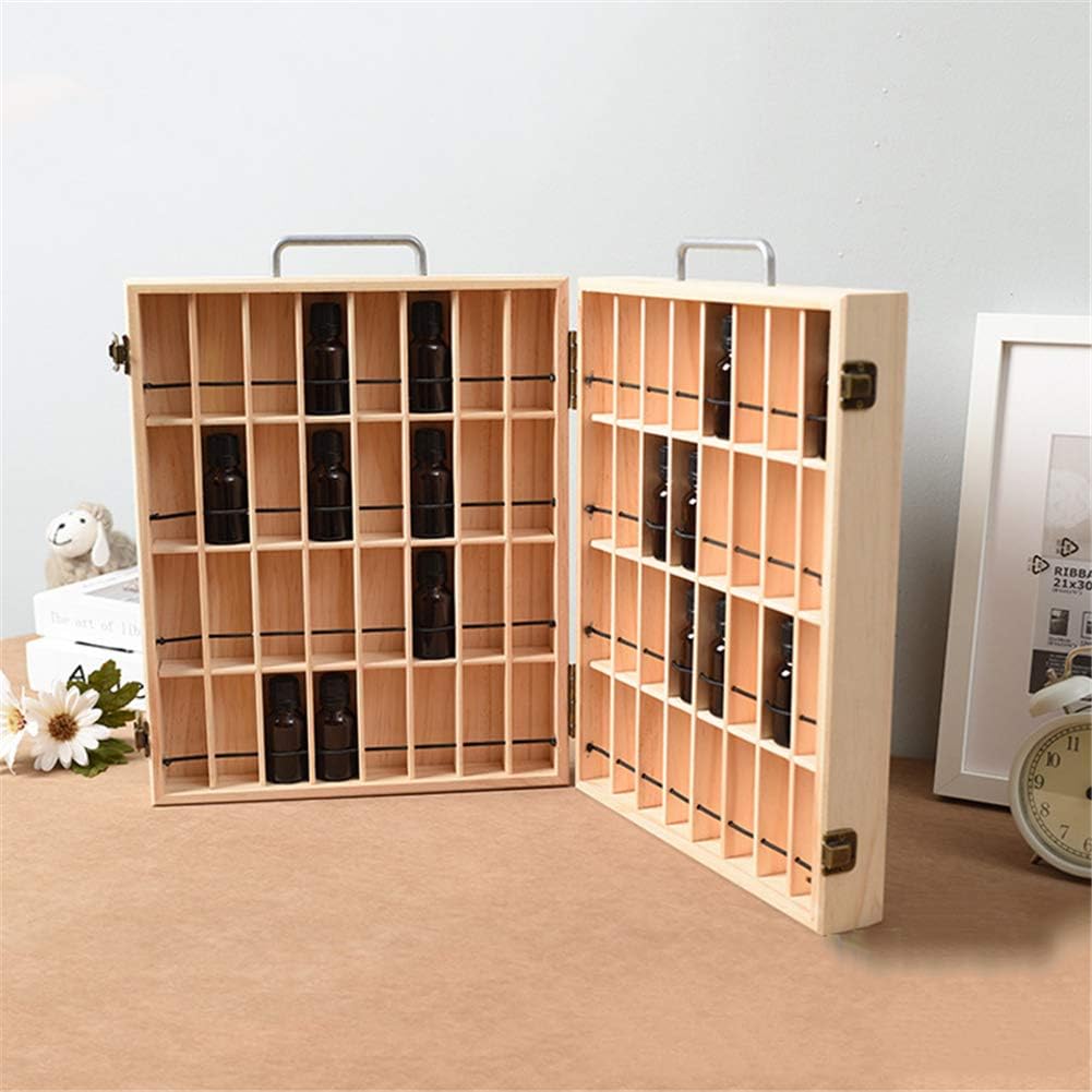 CHSEEO Ätherisches Öl Display Box Halter Organisator Aufbewahrungsbox 72 Löcher Holzbox Kann Nagella
