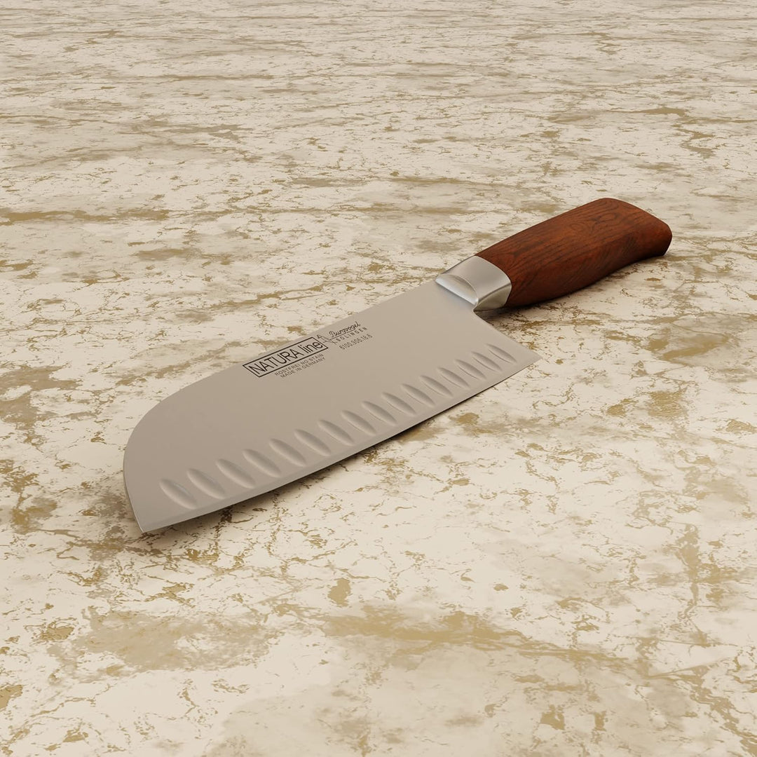 Burgvogel Solingen Natura Line, Santokumesser Holzgriff, rot satiniert, geschmiedet, 18 cm mit Kulle