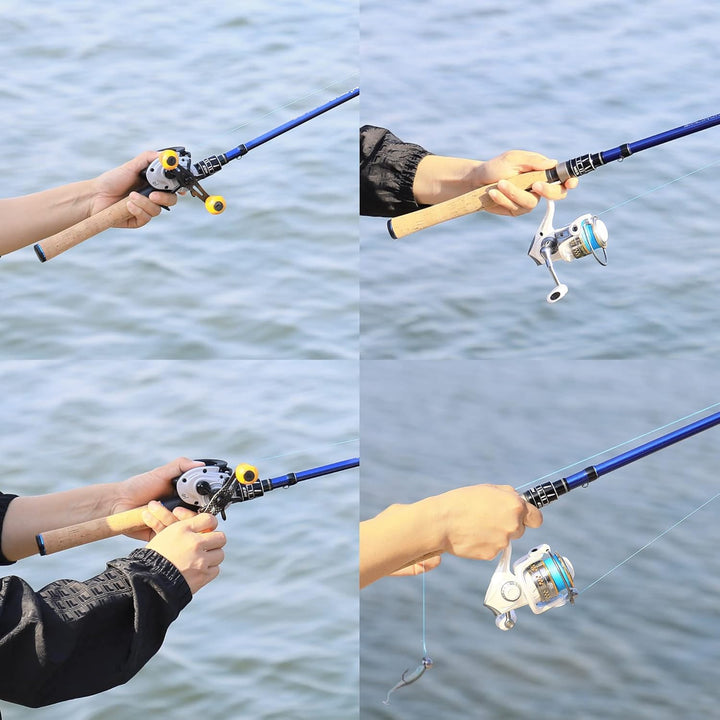 EOW XPEDITE PRO Tragbare Teleskop-Angelruten, 24T Carbon Rohlinge & Solid Carbon Spitze, Korkgriff,