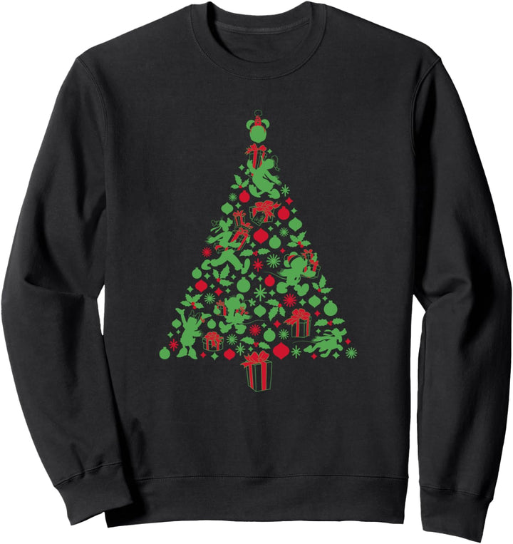 Disney Mickey & Friends Red and Green Christmas Tree Holiday Sweatshirt