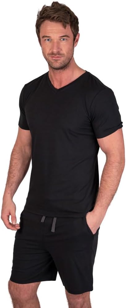 Light & Shade Pyjama-Set mit Oberteil und kurzer Hose für Herren, Schwarz, M M Schwarz, M Schwarz