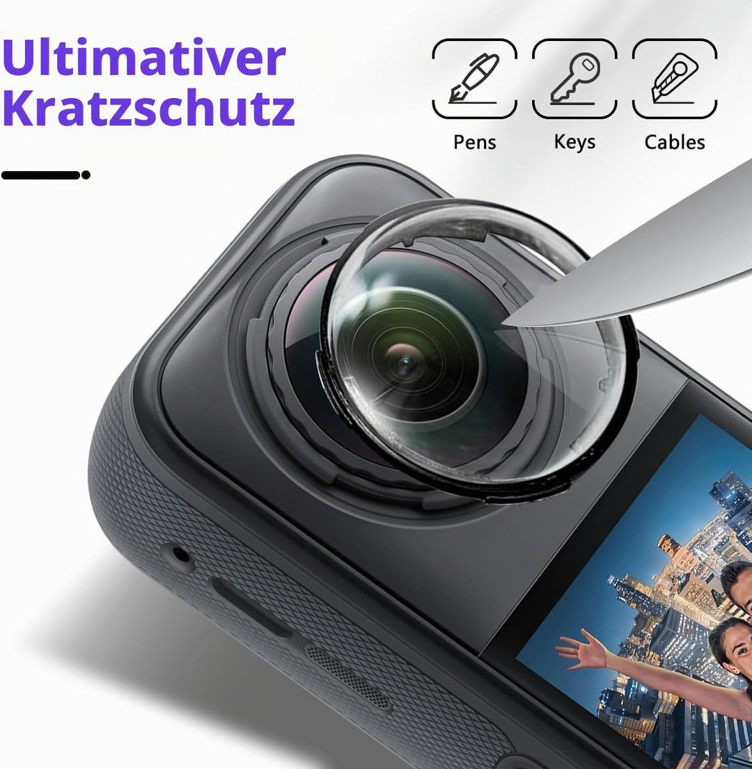 Locofun Kameraschutz für Insta360 X5 für Panzerglas, Premium-Linsenschutz, 2 Stück 3D Drehbar Objekt