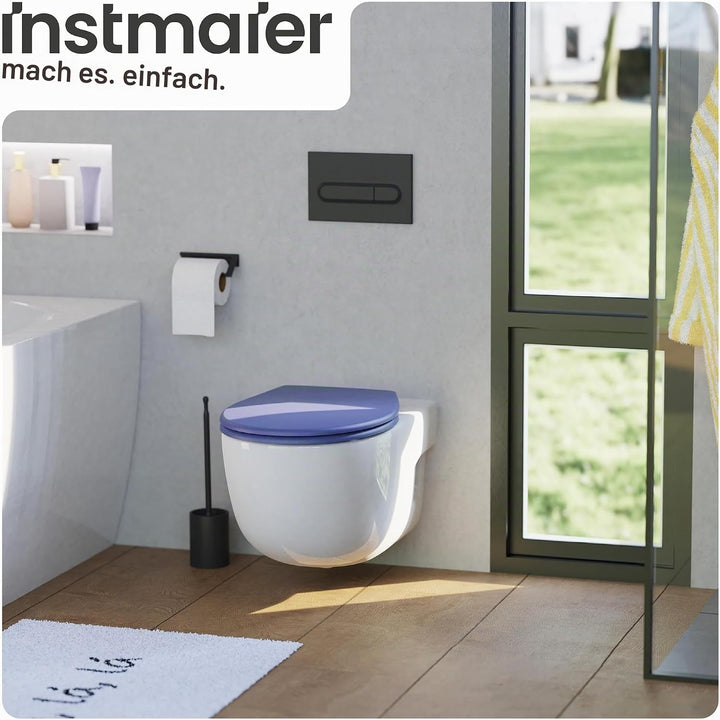 instmaier Helma | Toilettendeckel mit Absenkautomatik | Trendfarbe Indigo | Ovale Form | Toilettensi