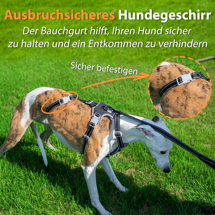 Huntboo Sicherheitsgeschirr Hund Ausbruchsicher, Panikgeschirr für Hunde, Anti Zug Hundegeschirr, Re