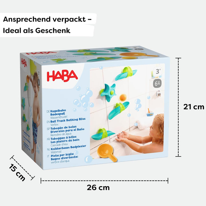 HABA Kugelbahn Badespass-Wasserstrudel – buntes Badewannenspielzeug mit Saugnäpfen, Wasserspielzeug