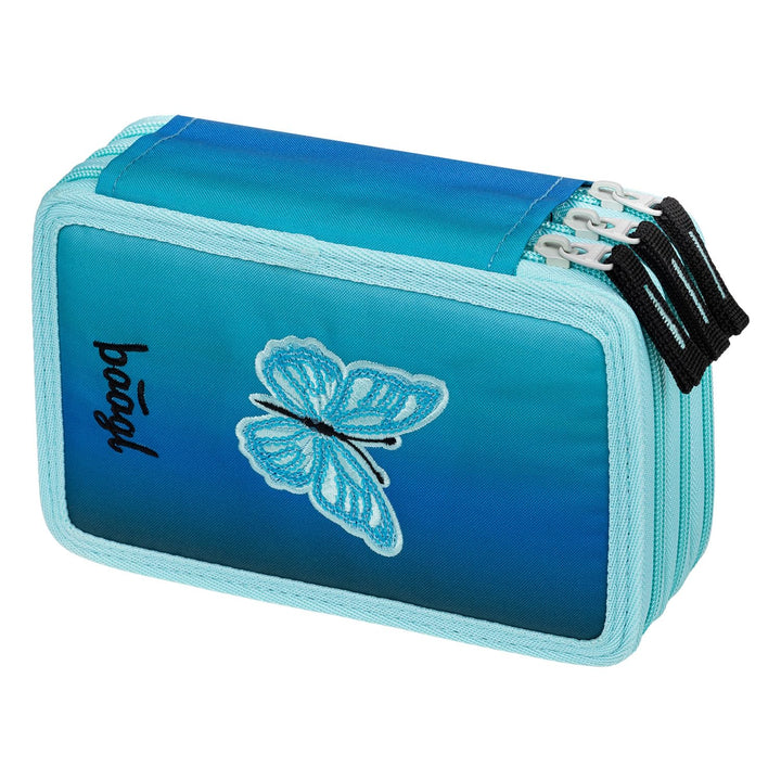Baagl 3 Fach Federmäppchen Schulmäppchen Schreibwaren Mädchen - Butterfly | Schulsachen Federtasche
