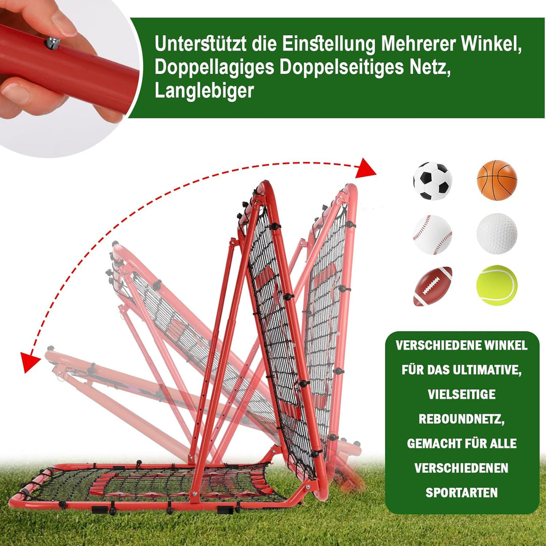 Fussball Rebounder, 85x85cm/120x120cm Rebounder für Fussball, Verstellbar mit 8 Winkeln, Doppellagig