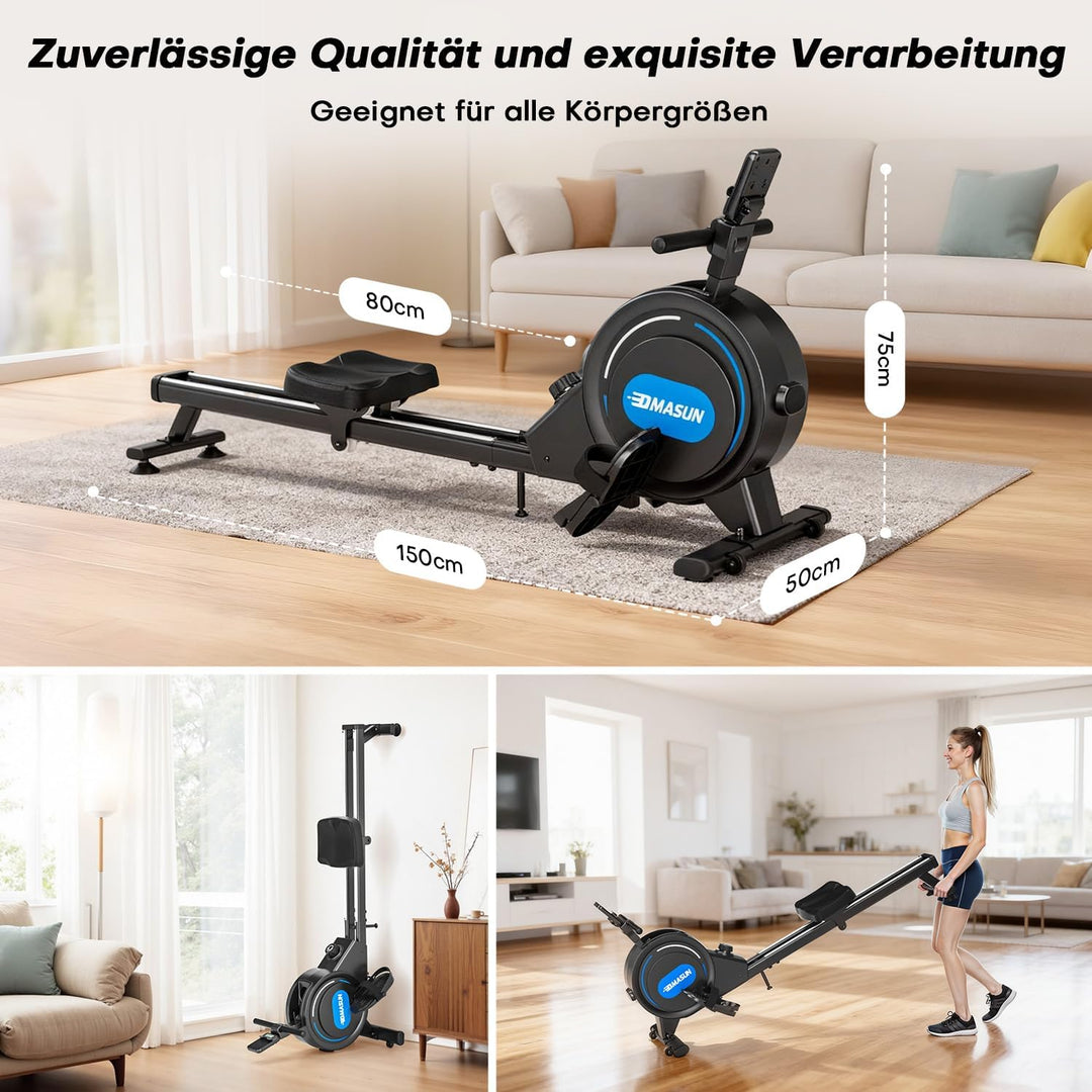 DMASUN Rudergerät für Zuhause, [2026 Neu] Magnetisches Rudergerät mit Upgrade Doppel-Slide-Rails Ult