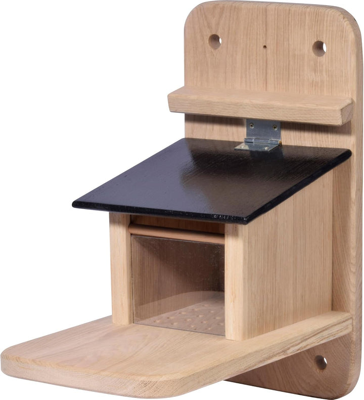 dobar® 22241e "Premium Eichhörnchenfutterstation Gross - Eichhörnchen Futterhaus Massivholz Eiche -