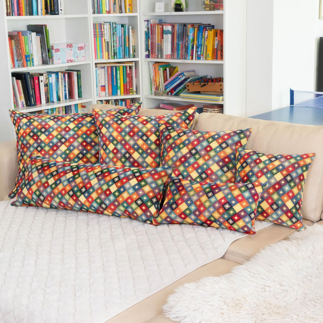 Selfitex 2er Set Bunte Couchkissen 50x50 cm, Sofakissen mit Füllung und Bezug, kuschelweiches Leseki