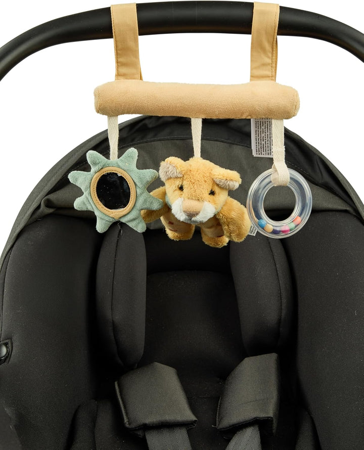 Sterntaler Spielzeug Löwe Leo zum Aufhängen – Baby Rassel mit Spiegelfolie & Rasselring – Klettbefes