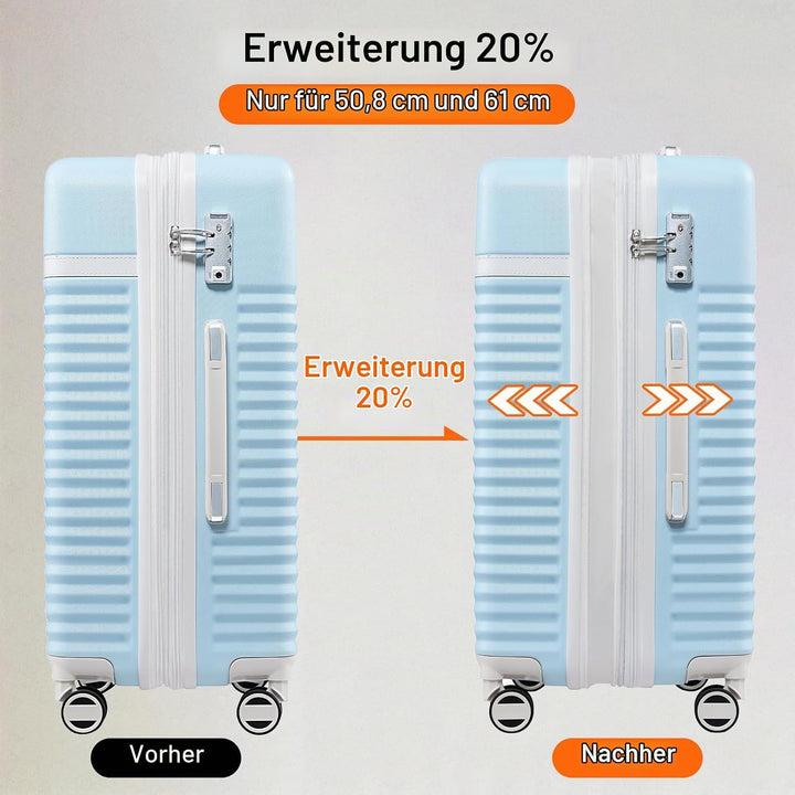 Joyway Kofferset 5tlg von ABS Hartschalen Erweiterbar Trolley Kofferset mit 4 Rollen und TSA-Schloss