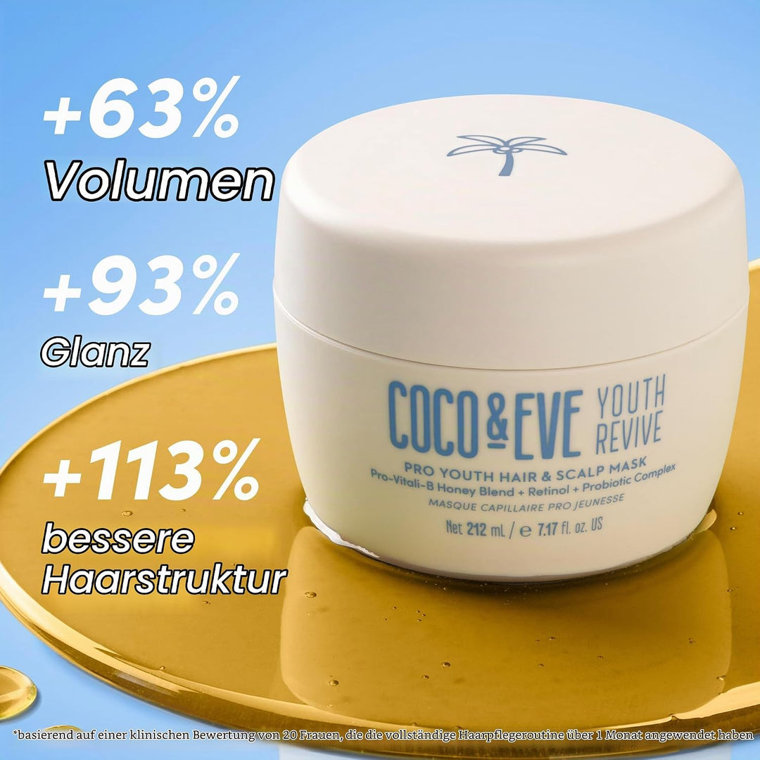 Coco &amp; Eve Pro Youth Haarmaske. Anti-Aging Haarmaske für Kraft, Glanz &amp; Volumen. Reguliert Schuppen