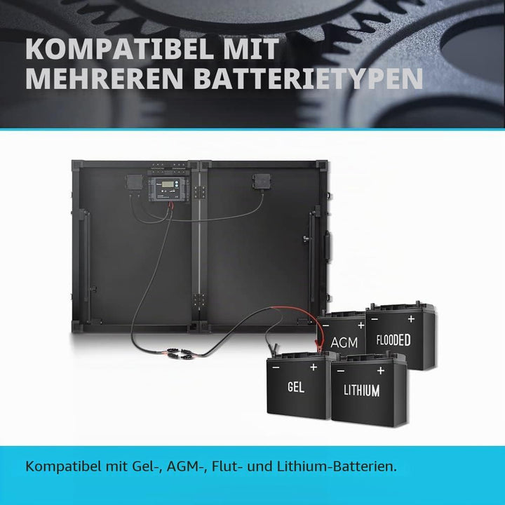 Renogy 100W 12V Mono Solarkoffer Wasserdicht 20A Solarregler LCD für Wohnmobil Camper Boot 100W Pane